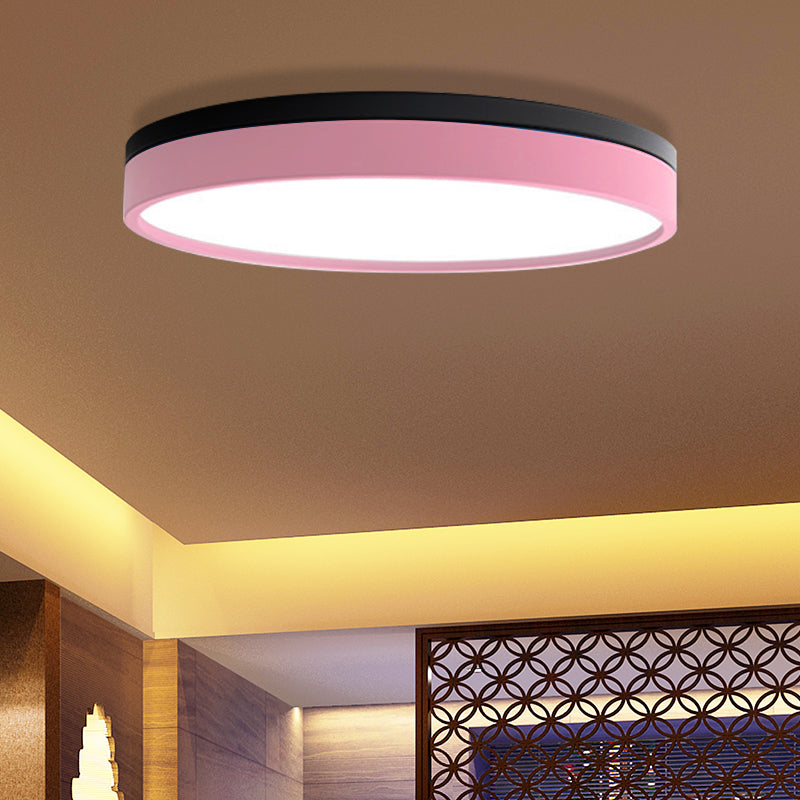 Nordic Tambour Led Ceiling Light In White With 12/16/19.5 Inch Diameter And Color Options Pink / 16