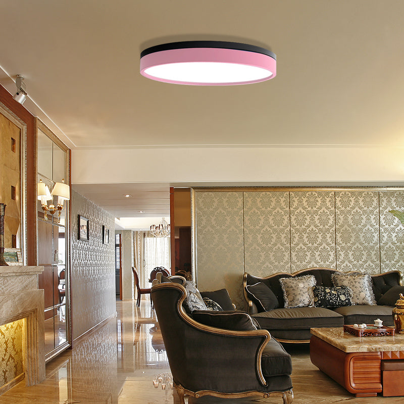 Nordic Tambour Led Ceiling Light In White With 12/16/19.5 Inch Diameter And Color Options