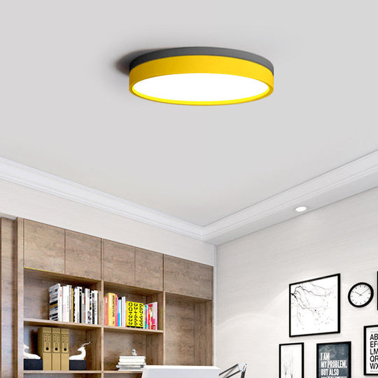 Nordic Tambour Led Ceiling Light In White With 12/16/19.5 Inch Diameter And Color Options