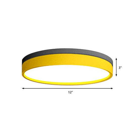Nordic Tambour Led Ceiling Light In White With 12/16/19.5 Inch Diameter And Color Options