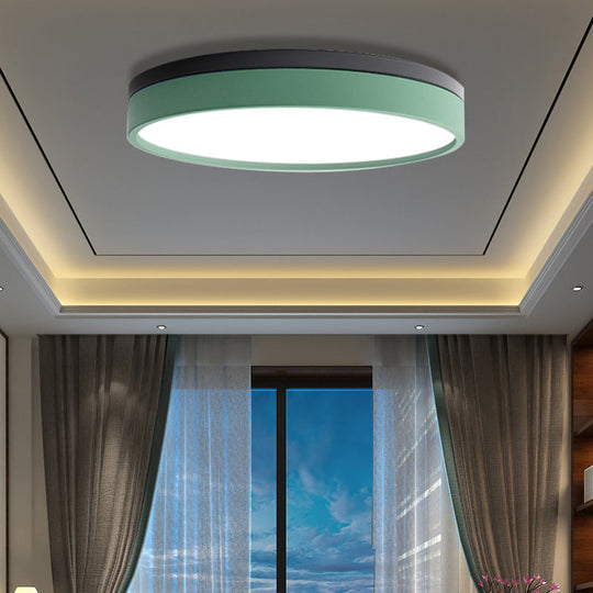 Nordic Tambour Led Ceiling Light In White With 12/16/19.5 Inch Diameter And Color Options Green / 12