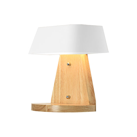 Modern Metal Trapezoid Wall Sconce With Wooden Backplate - White/Orange/Blue Light Fixture For