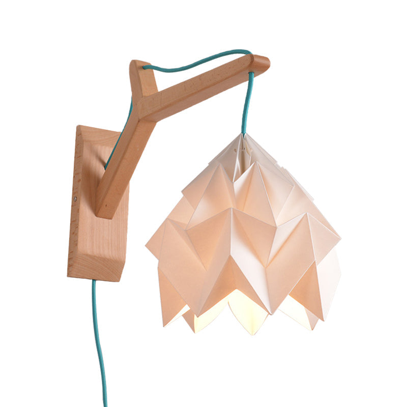 Macaron Wall Mounted Lamp With Domed Shade - Wood Backplate 1 Head White/Pink/Yellow/Blue/Green