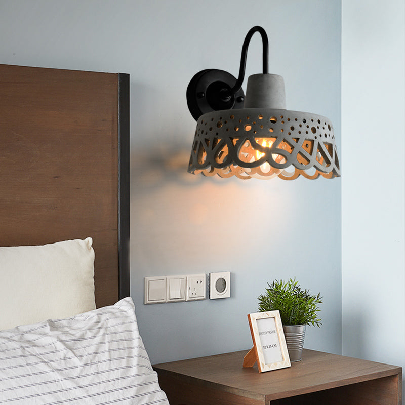 Modernist Cement Gooseneck Wall Mounted Light Fixture - 1 Grey (8.5/9.5/10 Width) / 10