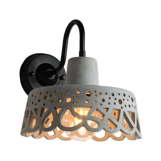 Modernist Cement Gooseneck Wall Mounted Light Fixture - 1 Grey (8.5/9.5/10 Width)