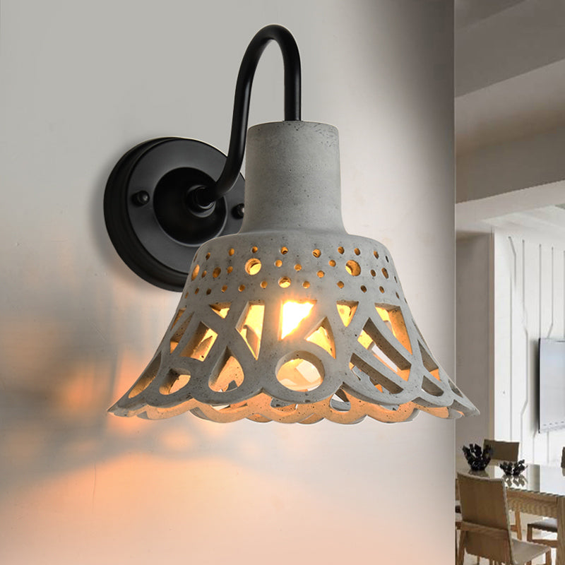 Modernist Cement Gooseneck Wall Mounted Light Fixture - 1 Grey (8.5/9.5/10 Width) / 9.5