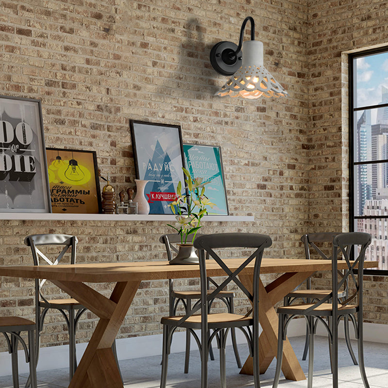 Modernist Cement Gooseneck Wall Mounted Light Fixture - 1 Grey (8.5/9.5/10 Width) / 8.5