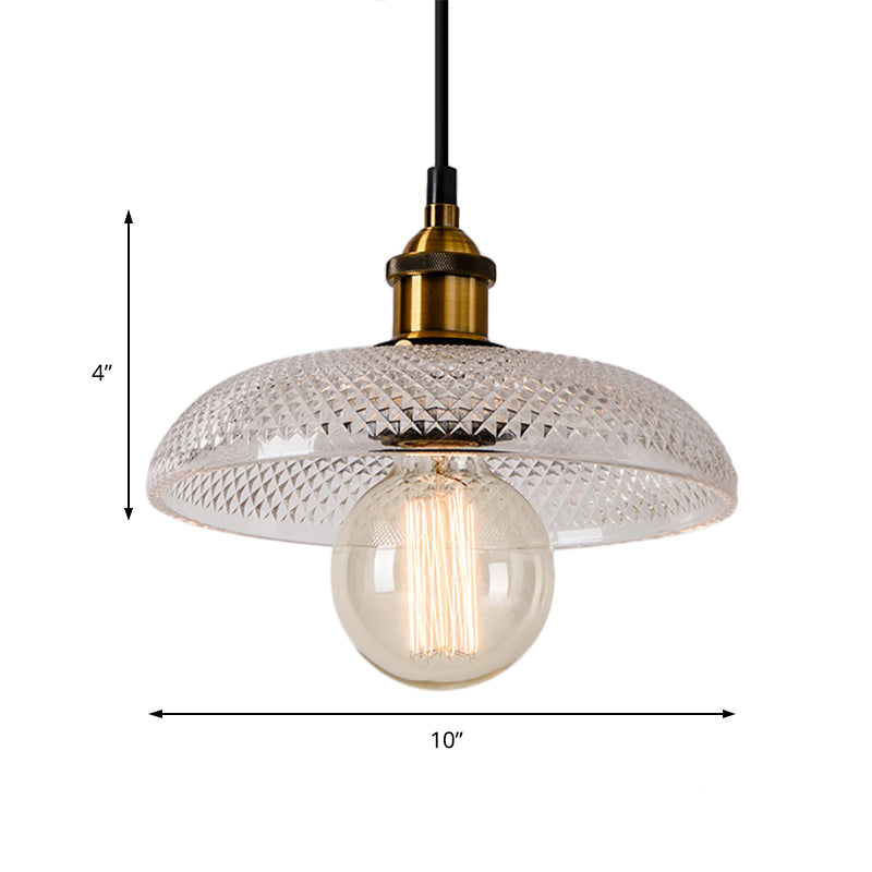 Farmhouse Brass Dome Pendant Ceiling Light With Clear Prismatic Glass For Dining Room - 1 8’/10