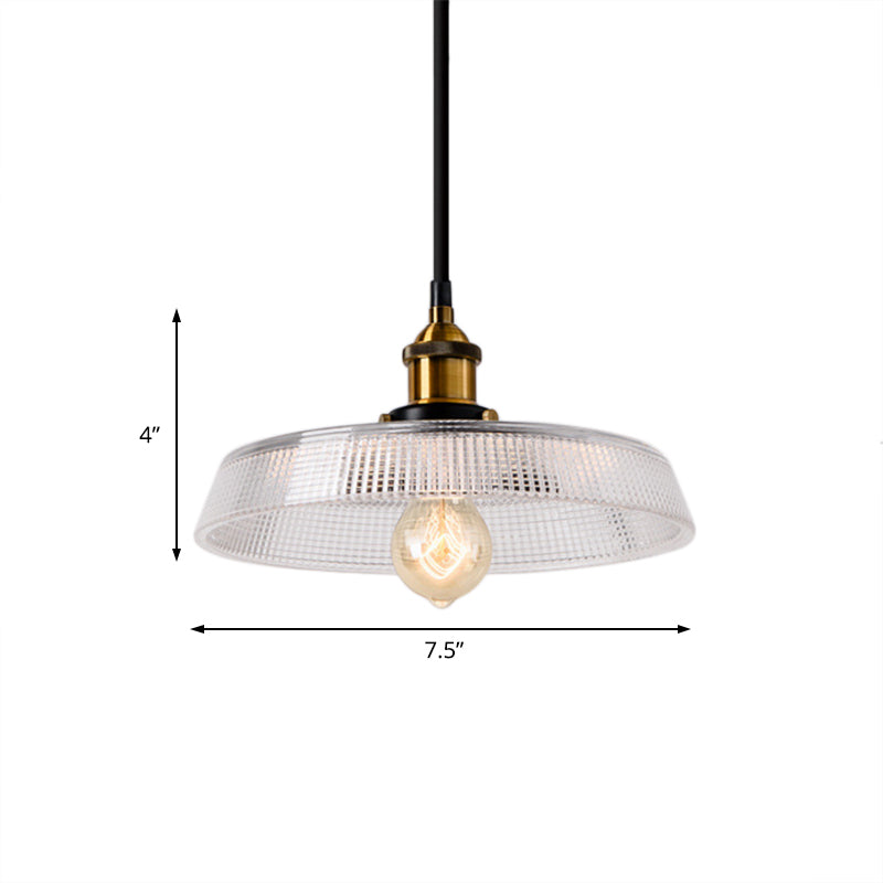 Farmhouse Brass Dome Pendant Ceiling Light With Clear Prismatic Glass For Dining Room - 1 8’/10