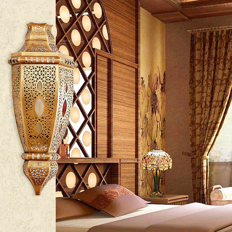 Brass Carved Dining Room Sconce Light Fixture - Elegant Metal Wall Lighting Decoration