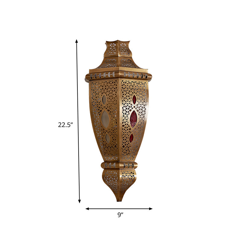 Brass Carved Dining Room Sconce Light Fixture - Elegant Metal Wall Lighting Decoration