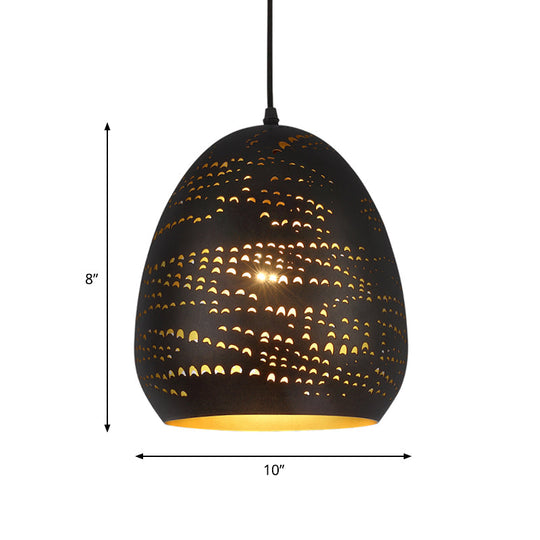 Traditional Urn Ceiling Light - 8/10 Wide 1-Head Metal Fixture In Black