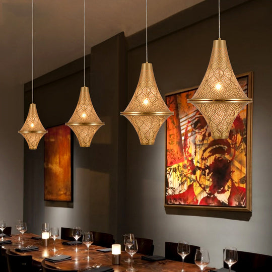 Flying Saucer Ceiling Light - Arab 14/21.5 H Metal Pendant Lighting Fixture In Brass