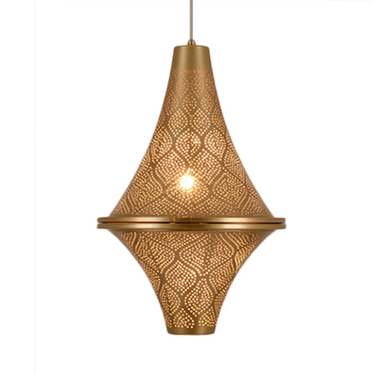 Flying Saucer Ceiling Light - Arab 14/21.5 H Metal Pendant Lighting Fixture In Brass