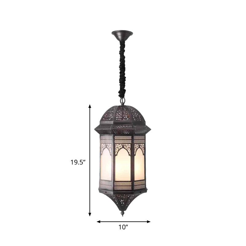 Vintage Bronze Lantern Ceiling Pendant Light Fixture For Restaurants - 1 Bulb Metal Lighting