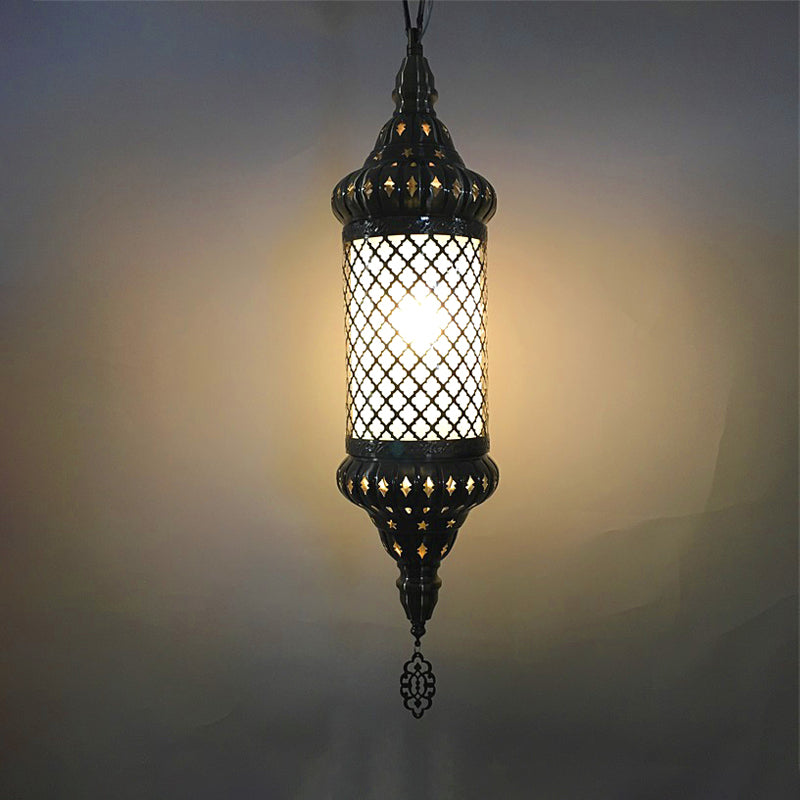 Bronze Metal Cylinder Pendant 1-Bulb Suspension Lamp With Decorative Ceiling Lighting