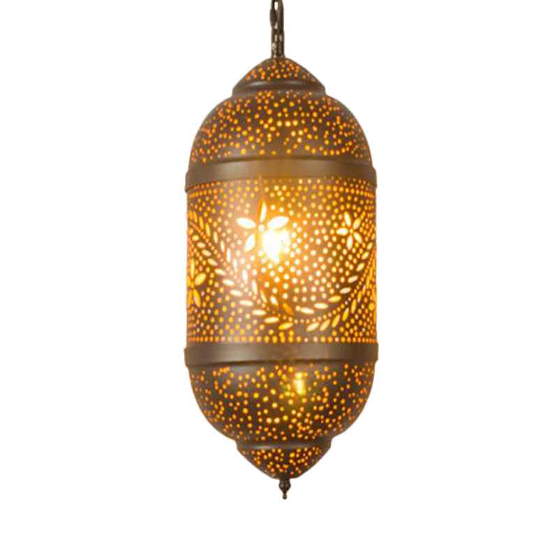 Carved Pendant Lighting: 1 Head Brass 8/11/13 Wide Metal Hanging Light Fixture