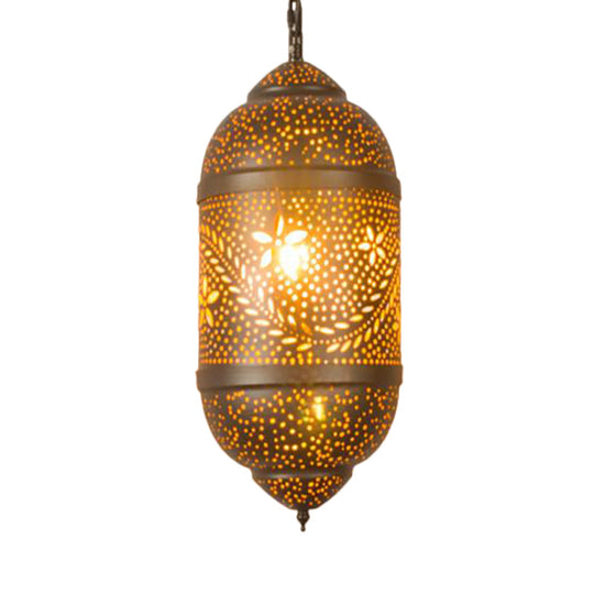 Carved Pendant Lighting: 1 Head Brass 8/11/13 Wide Metal Hanging Light Fixture