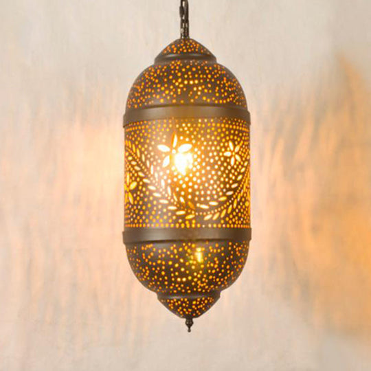 Carved Pendant Lighting: 1 Head Brass 8/11/13 Wide Metal Hanging Light Fixture
