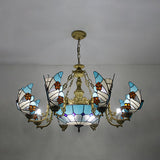 Nautical Lodge Chandelier With Butterfly Blue Glass - 7/9 Lights Indoor Lighting For Living Room 9 /