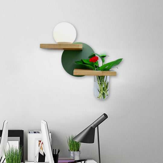 Minimalist Wooden Led Wall Lamp In Grey/White/Green Perfect For Living Room Left/Right Placement
