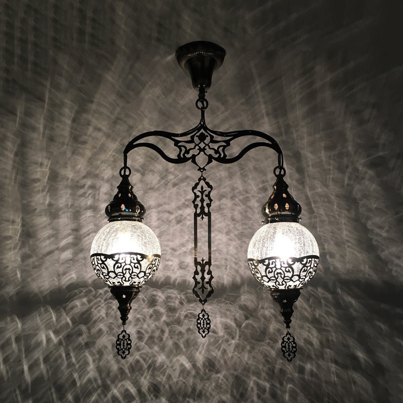 Traditional Clear Glass Ceiling Lamp: Globe/Gourd Design 2 Heads Living Room Lighting