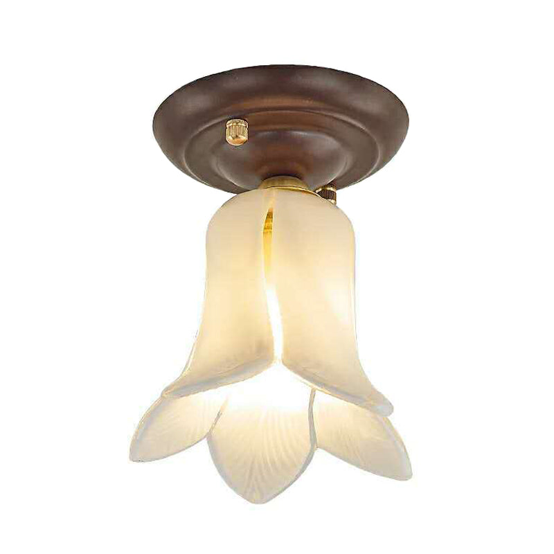 Countryside 1-Light Metal Ceiling Lamp For Living Room Led Flush Mount Lighting - Lily/Tulip Design