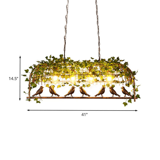 Retro Birdcage Island Light Fixture - Metal Led Plant Ceiling Lamp In Black With 2/3/4 Bulbs