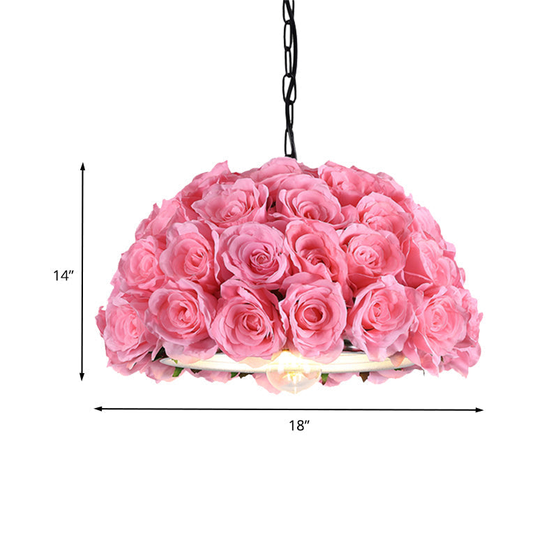 Industrial Dome Rose Downlight Led Pendant Light In Pink For Restaurants