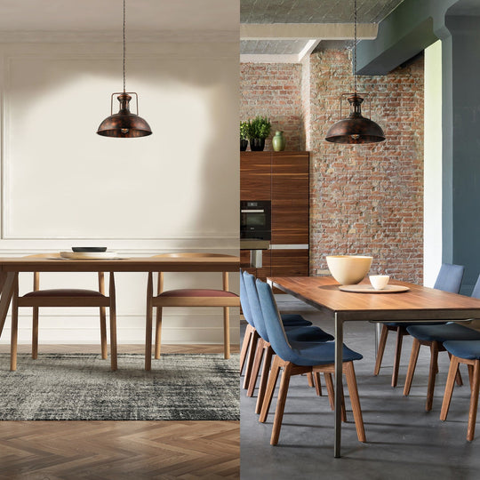 Industrial Stylish Domed Pendant Light In Aged Silver - 13’/16’ Wide Ideal For Dining Room