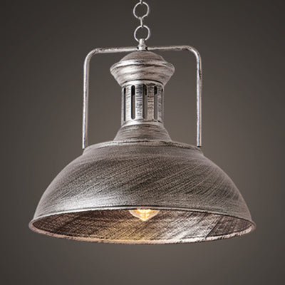 Industrial Stylish Domed Pendant Light In Aged Silver - 13’/16’ Wide Ideal For Dining Room