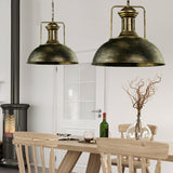Industrial Domed Pendant Light - 1 Metal In Aged Silver For Dining Room Brass / 16