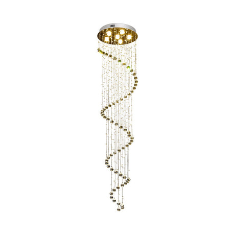 Contemporary Led Crystal Gold Pendant With Spiral Design - 6-Head Hanging Lamp Fixture