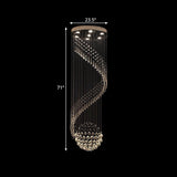 Minimalist Crystal Cluster Pendant Lamp - 7-Light Spiral Stair Silver Led Ceiling Light