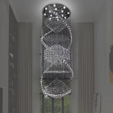Swirling Crystal Led Pendant Ceiling Lamp - Elegant Silver Finish With 10 Bulbs