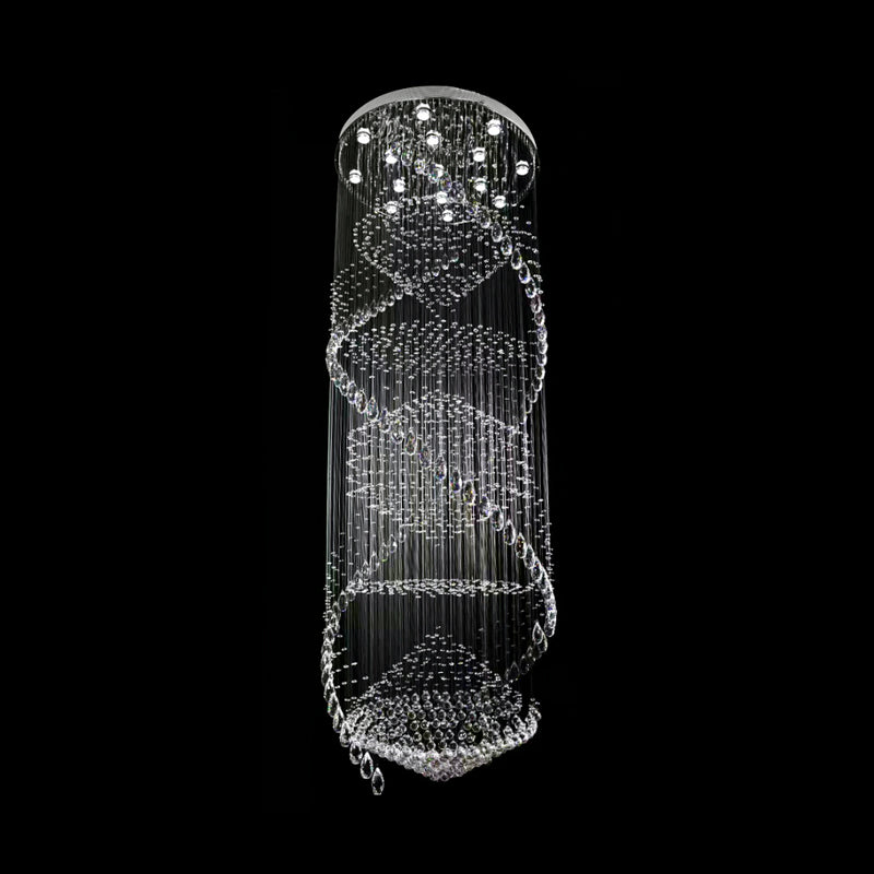 Swirling Crystal Led Pendant Ceiling Lamp - Elegant Silver Finish With 10 Bulbs