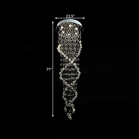 White Led Cluster Pendant Light - Modern Spiral Waterfall Design With 6 Heads Hanging Ceiling Lamp