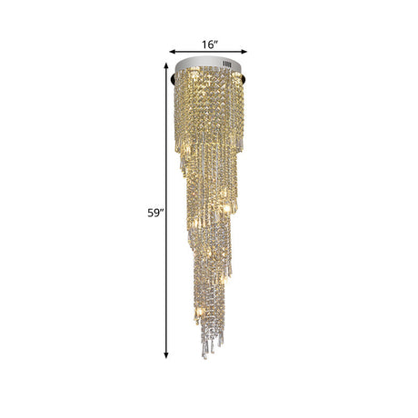 Silver Raindrop Pendant Light - Contemporary 12-Head Crystal Led Ceiling Lamp