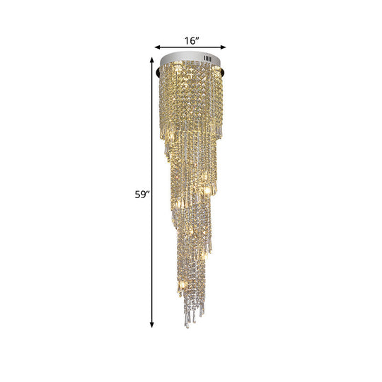 Silver Raindrop Pendant Light - Contemporary 12-Head Crystal Led Ceiling Lamp