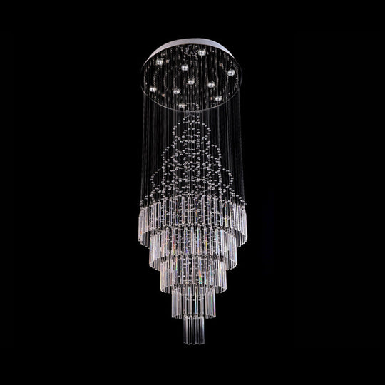 Modern Crystal Drop Lamp With Led 10 Bulbs - Orbs And Rods Design For Living Room Ceiling Light
