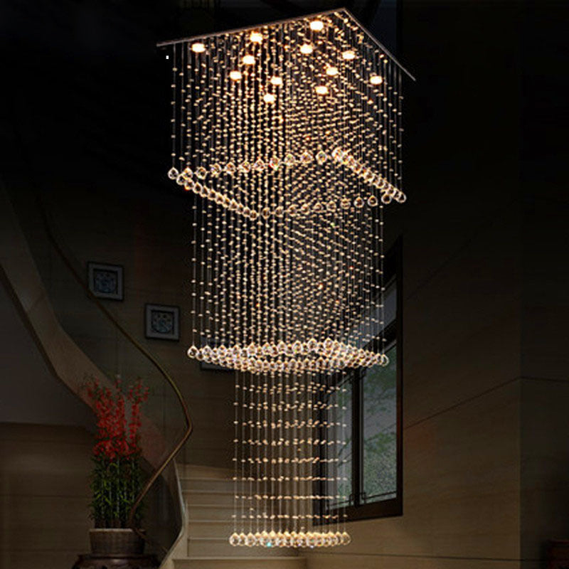 Modern Crystal Multi Pendant Light With 13 Led Heads And Silver Finish