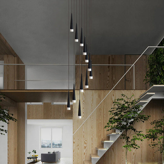 Contemporary Acrylic Black Pendant Lamp With Spiral Design - 9/12/18 Lights Ideal For Stairs 12 /