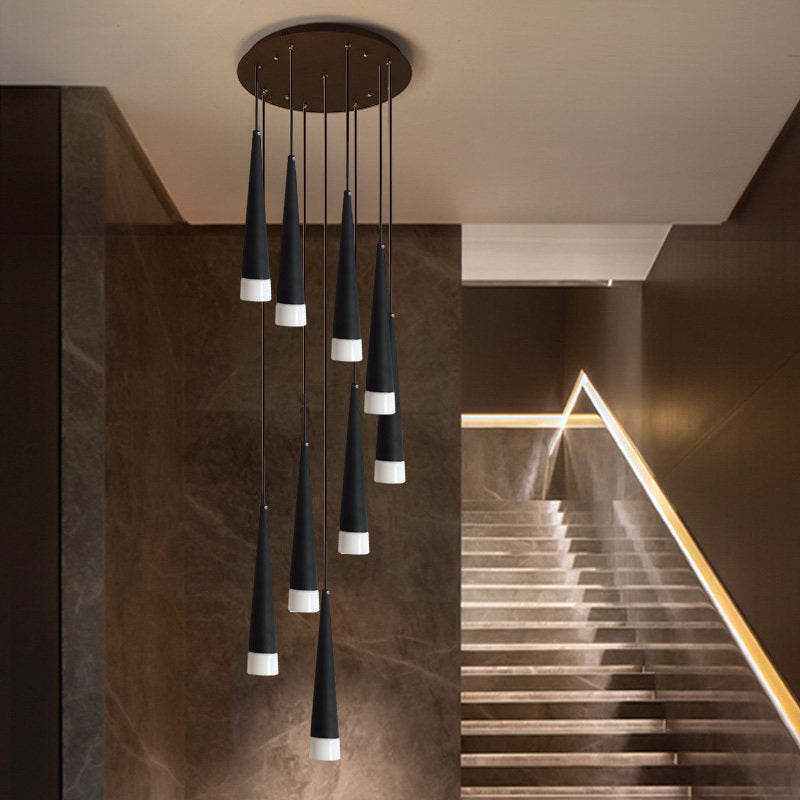 Contemporary Acrylic Black Pendant Lamp With Spiral Design - 9/12/18 Lights Ideal For Stairs 9 /