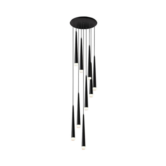 Contemporary Acrylic Black Hanging Lamp: 9/12/18 Lights Multi Light Pendant With Spiral Design For