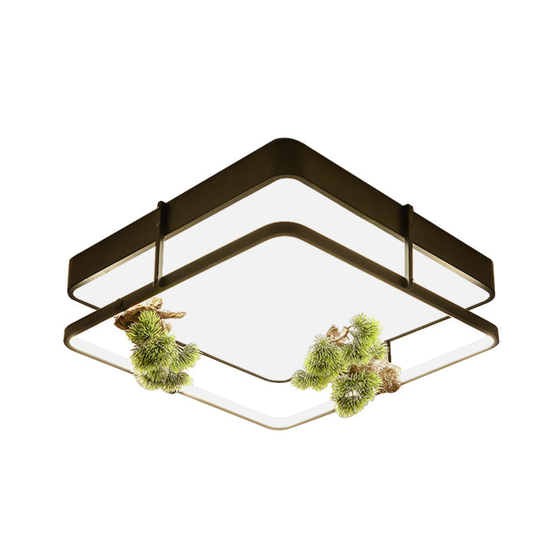 Industrial Black/Gold Led Flush Mount Ceiling Light For Bedroom - 16.5’/20.5’ Square/Round