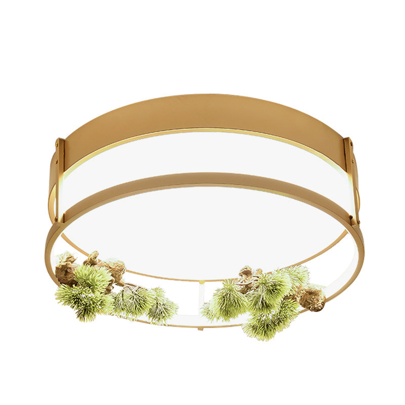 Industrial Black/Gold Led Flush Mount Ceiling Light For Bedroom - 16.5/20.5 Square/Round Metal