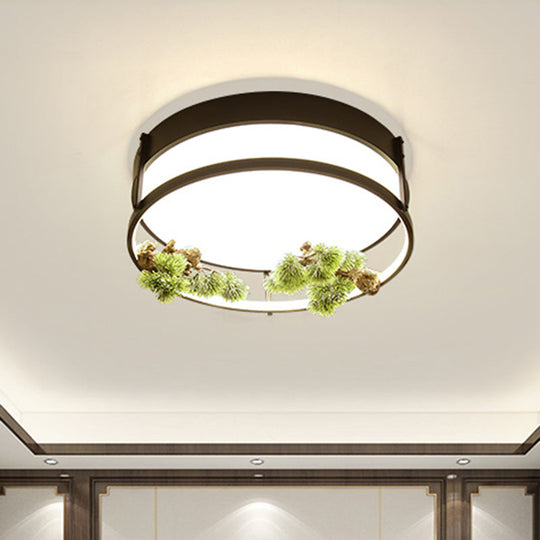 Industrial Black/Gold Led Flush Mount Ceiling Light For Bedroom - 16.5’/20.5’ Square/Round