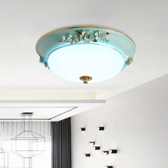 Countryside Metal Dome Led Flush Mount Ceiling Light Fixture For Bedroom - White Multiple Sizes /