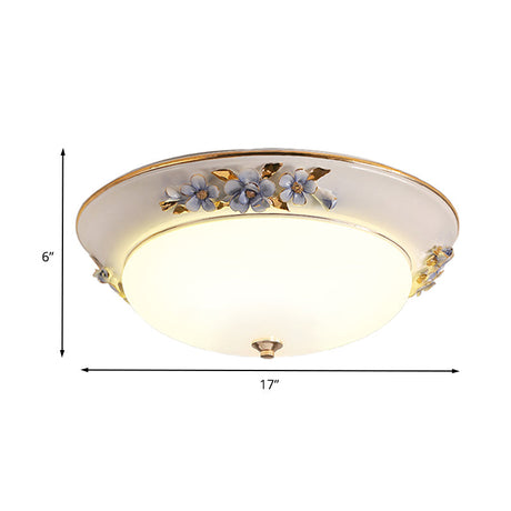 Modern Metal White Ceiling Mounted Led Flush Mount Lighting Fixture Korean Flower Design 12/14.5/17