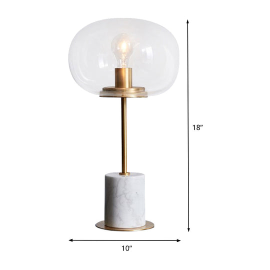 Clear Glass Table Lamp: Contemporary Shade 1-Bulb Reading Light For Living Room